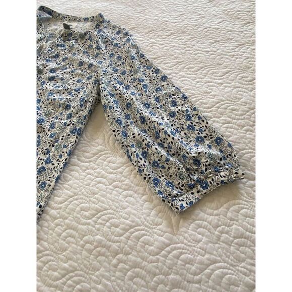 Old Navy Ditzy Floral and Paisley Blue and White 3/4 Sleeve Knee Length Dress M - Picture 5 of 11